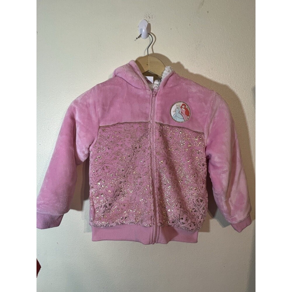 Disney Princess Girls Heavyweight Hooded Sherpa Zip Sweatshirt - Size 7